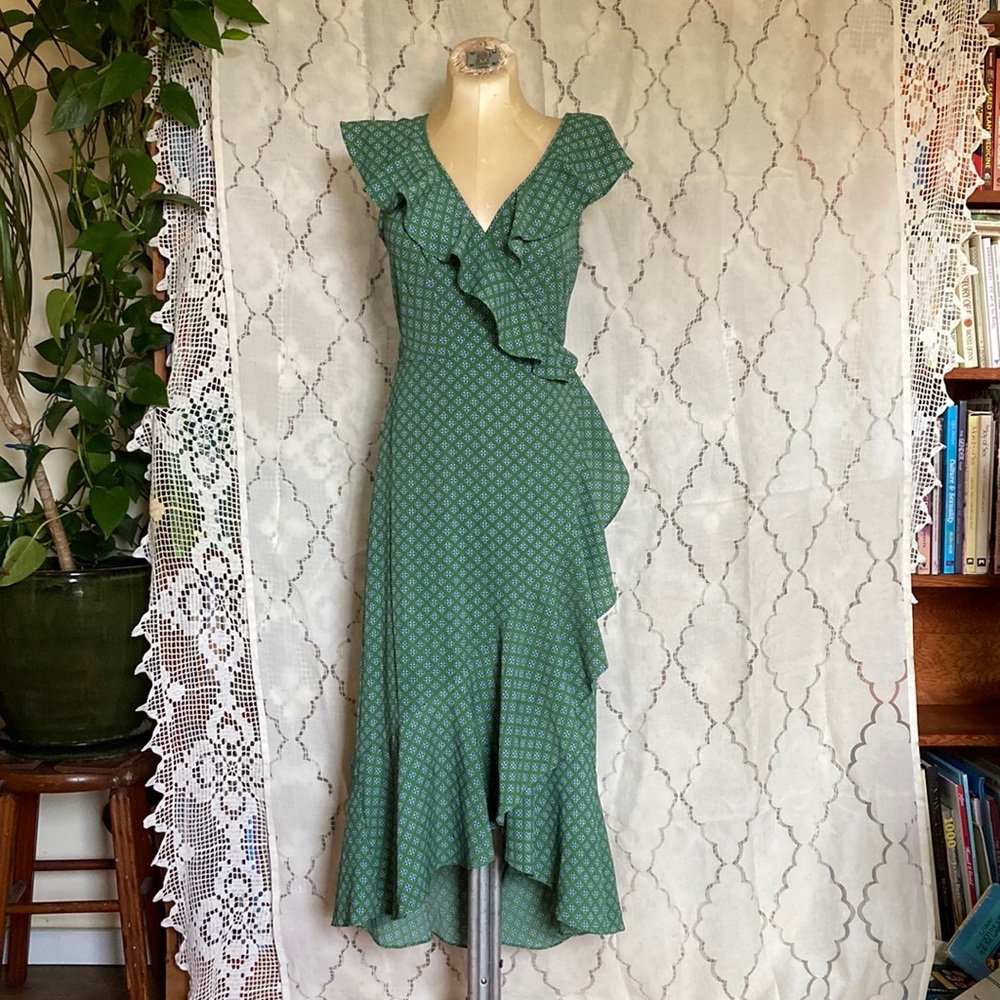 Max Studio Green 🍀Floral Wrap Dress